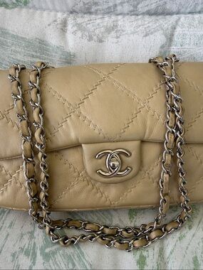 Chanel Tan Leather Ultimate Stitch Flap Silver Hardware